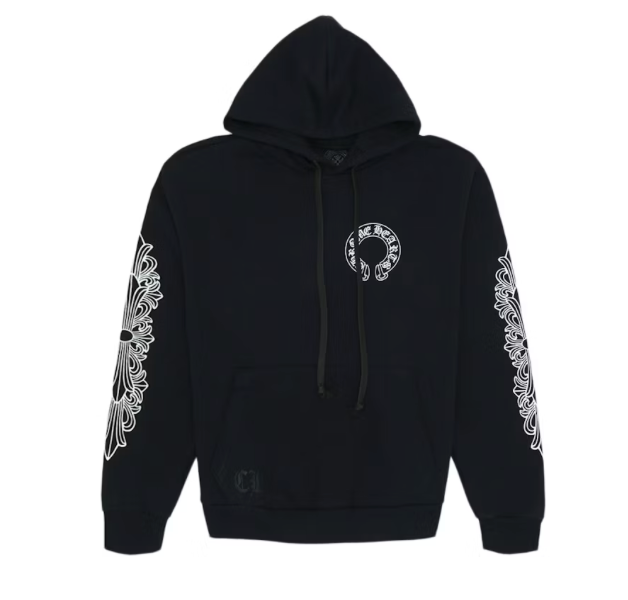 Chrome Hearts Horse Shoe Floral Hoodie Black