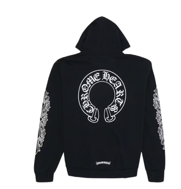 Chrome Hearts Horse Shoe Floral Hoodie Black